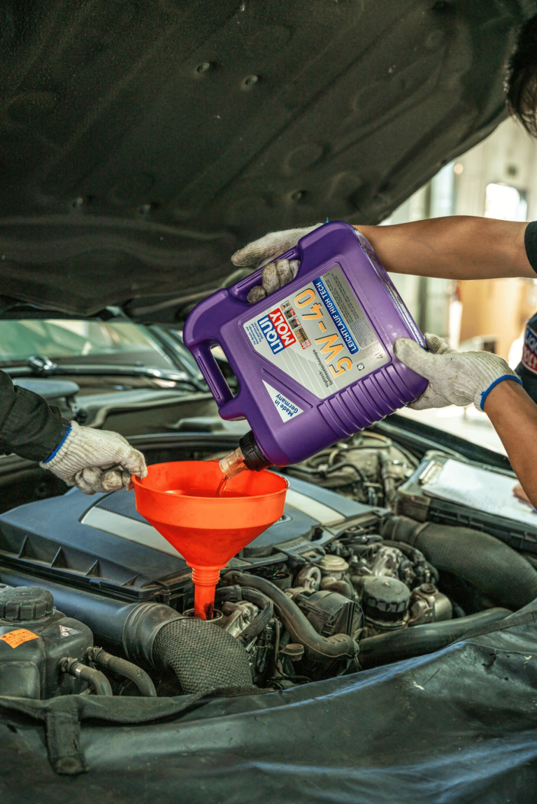 A car engine with BMW Longlife 01 engine oil