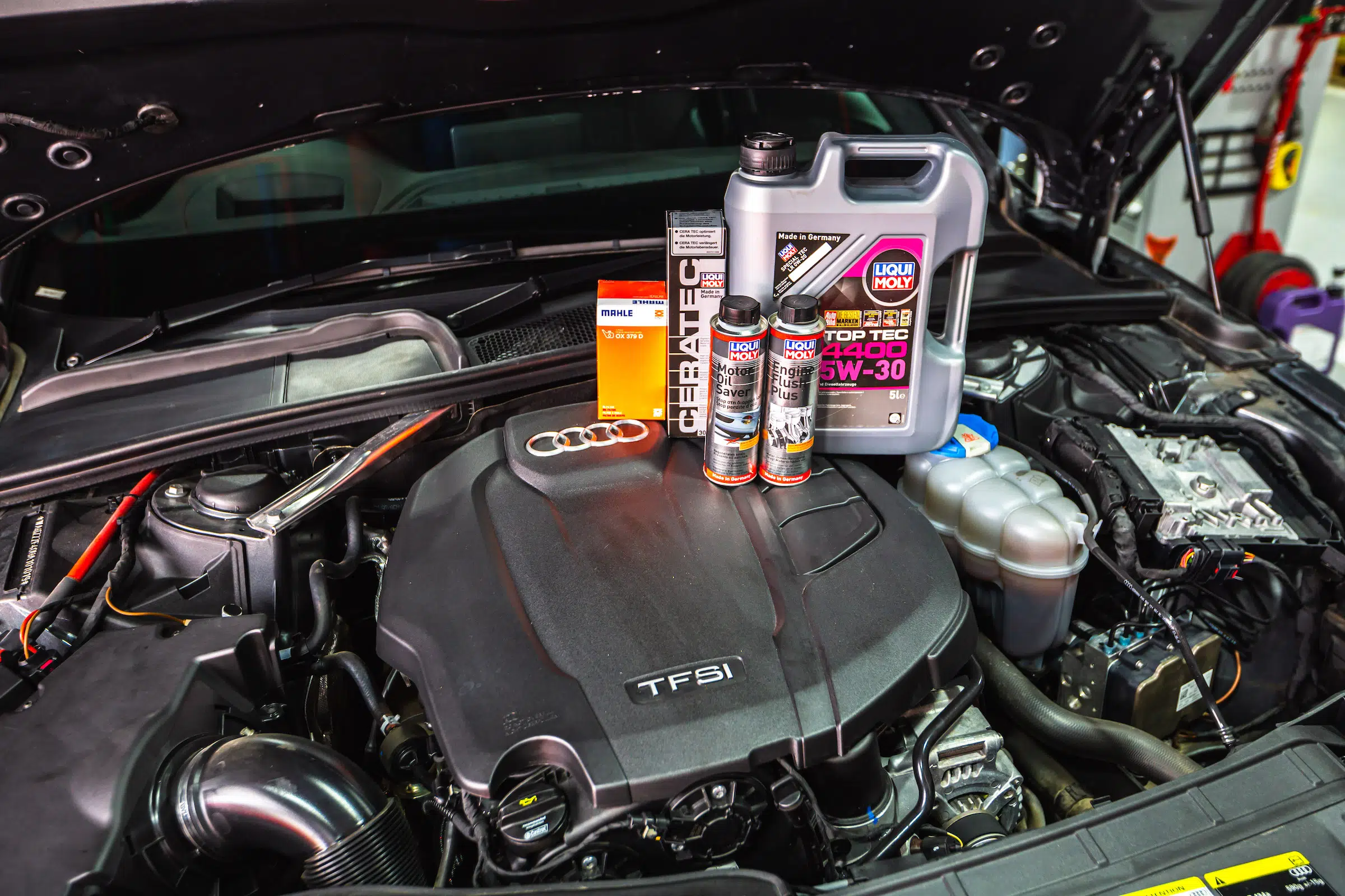 Audi TFSI Engine with LIQUI MOLY engine oil LIQUI MOLY Engine Flush and LIQUI MOLY Motor Oil Saver