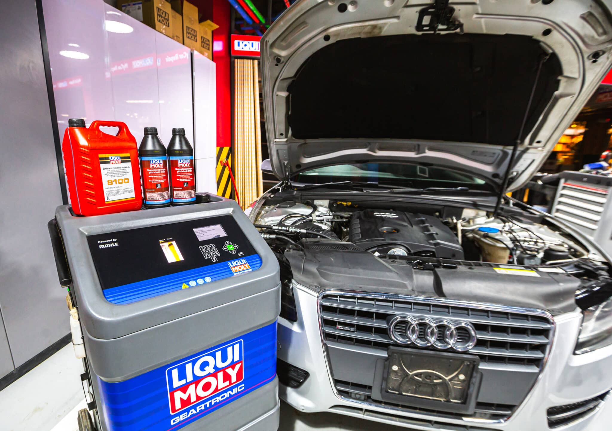 Getting the car prepared for an trans and clutch An Audi A5 2011