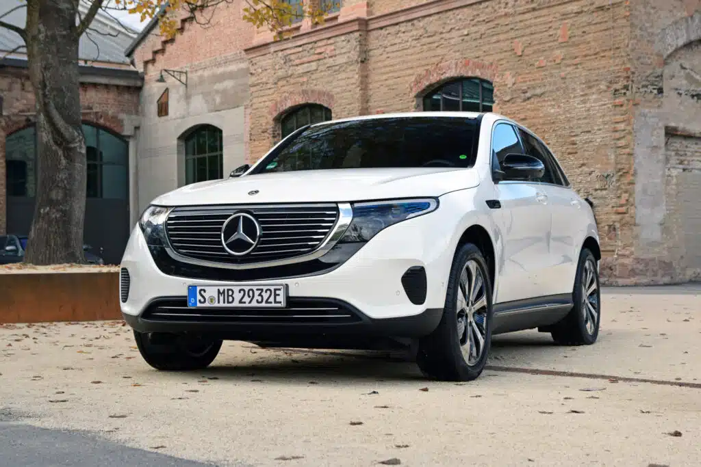 White Mercedes Benz EQC