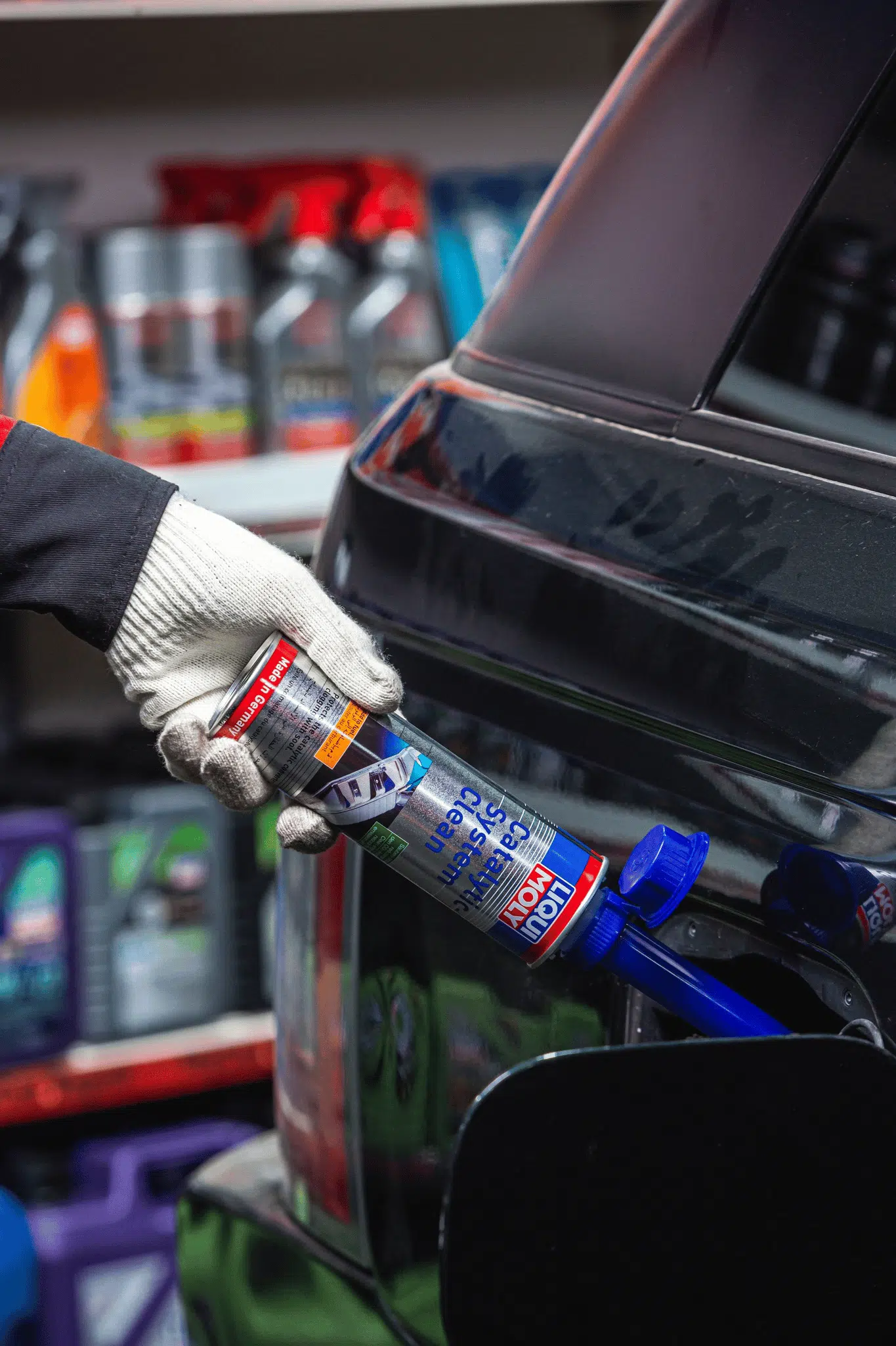 A car with fuel additives to lower emissions